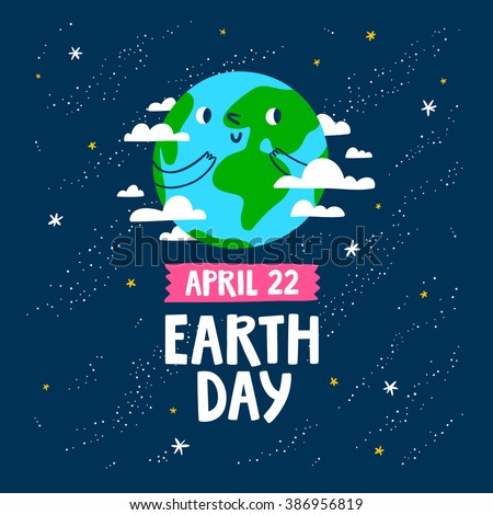 Earth day vector cartoon card