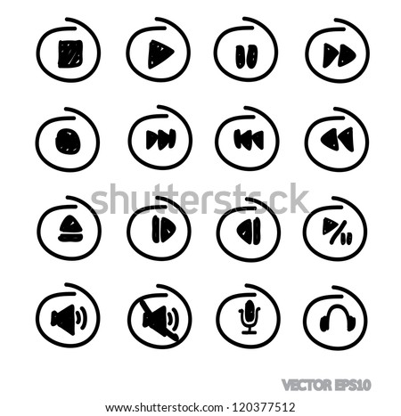 Doodle  media player icon set