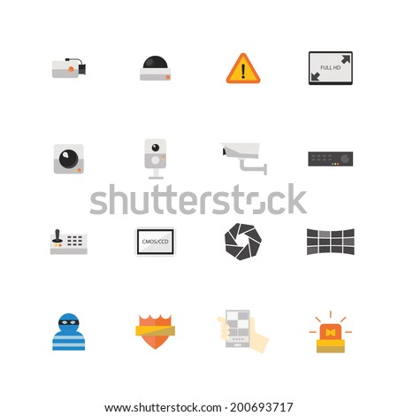 Security camera or CCTV icon set, Vector illustration design.