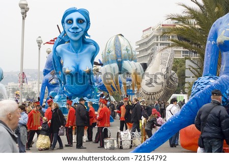 NICE - FEBRUARY 27: Carnival of Nice on February 27, 2011 in French Riviera. This is the main winter event of the Riviera. 2011 topic is the \