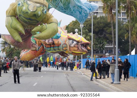 NICE - FEBRUARY 27: Carnival of Nice on February 27, 2011 in French Riviera. This is the main winter event of the Riviera. 2011 theme is the \