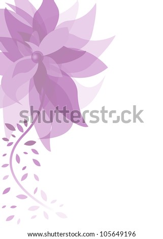 A beautiful purple flower background with abstract petals and leaves