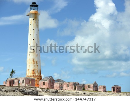 The Lighthouse at Great Isaac is about 18 nautical miles NNE of Bimini in the Bahamas Stock fotó © 