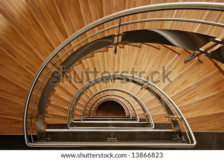 Semi elliptical wooden staircase