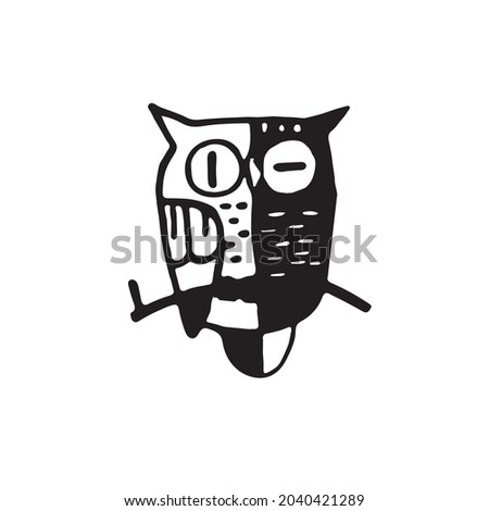 owl vector cute black and white