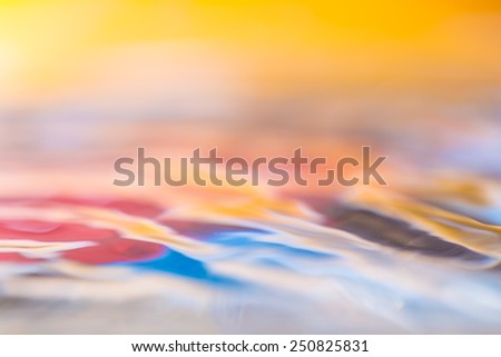 colorful abstraction of moving water surface in close up