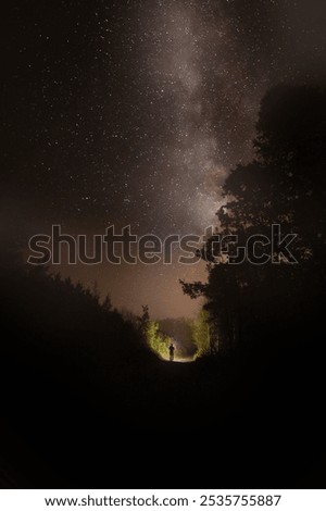 Similar – Image, Stock Photo Man standing under starry night