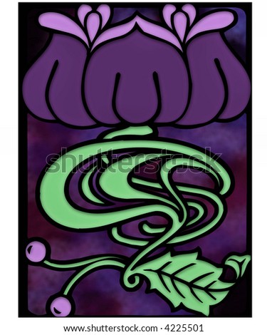 An art deco style thistle with a deep purple background.