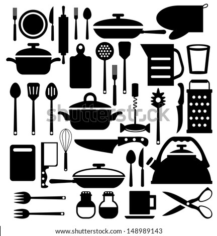 Kitchen tool. Cutlery vector icons set