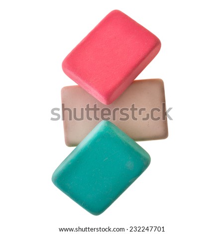 Erasers isolated on white background