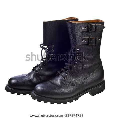 Black Leather Army Boots