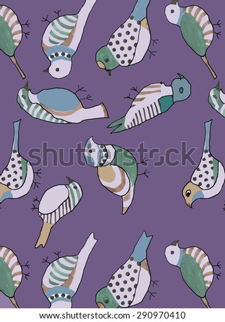 birds pattern on darck violet