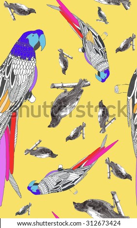 parrots and birds pattern 4
