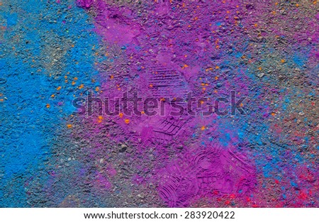 colorful powder paint on the ground