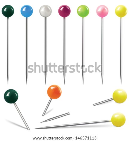 collection of various pins on white background. Vector illustration
