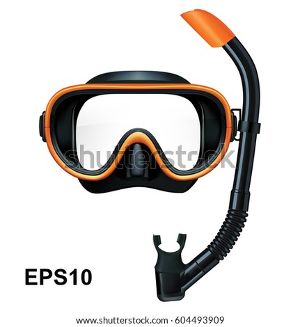 Dive mask and snorkel for professionals. Vector illustration