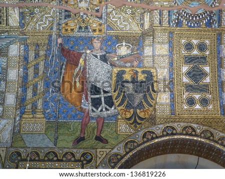 Wall painting in the Kaiser Wilhelm Memorial Church, Berlin Germany Stock foto © 