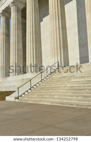 Architectural details of the Abraham Lincoln Memorial, Washington DC, United States