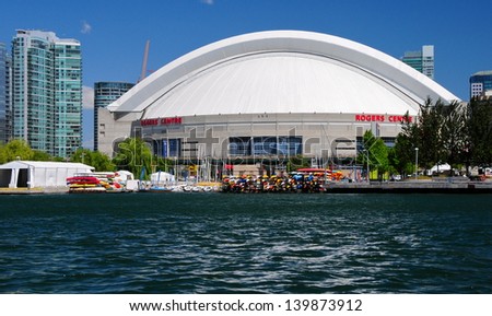 TORONTO, CANADA - JUNE 26: Rogers Center on June 26, 2012 in Toronto. Opened in 1989 it is the home of Toronto Blue Jays and is the first to have retractable motorized roof. It has a capacity of 55000