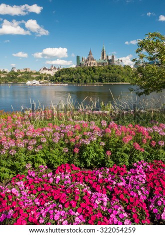 OTTAWA CANADA AUGUST 13: Parliament Hill in Ottawa on august 13,2015. It serves as the home of the Parliament of Canada and  attracts approximately 3 million visitors each year