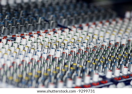 Control nobs on a sound mixing board