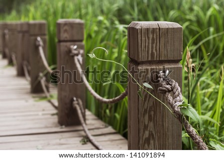 wooden  path with railing