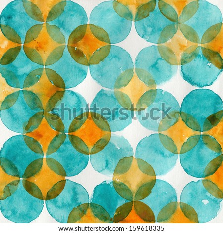 Watercolor background with light green and yellow circles