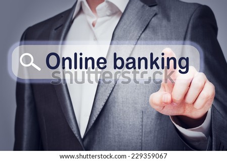 Online banking concept written on virtual screen. Web search