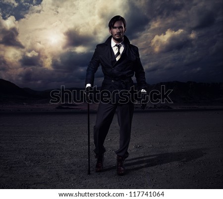 Man walking in the desert