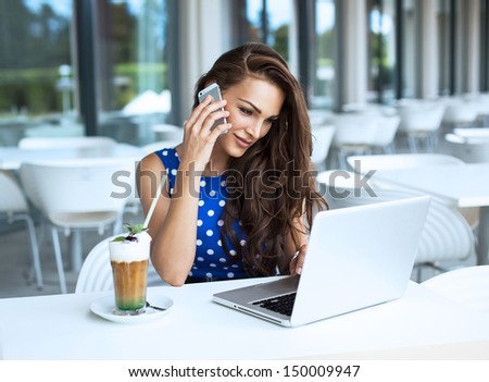 Beautiful mobile woman during phone call