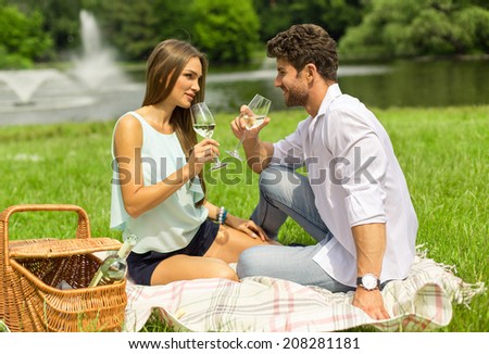 Young attractive couple on date