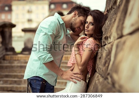 attractive young couple outdoor
