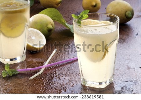 glasses of lemonade with two different clipping path