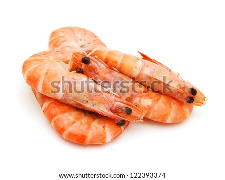boiled shrimps isolated on white background