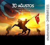 0 Agustos Zafer Bayrami kutlu olsun. English Translation: Happy August 30 Victory Day in Turkey. Illustration. Typography Design.