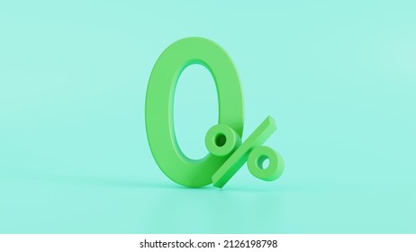 0% or Zero percent, green color
Promotion for discounted products, special shopping concept, 
3D render illustration.