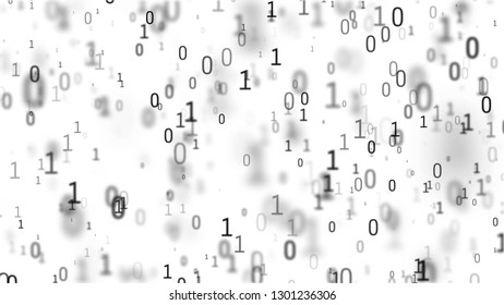 01 or binary numbers on the computer screen on monitor matrix background, Digital data code in hacker or safety security technology concept. Abstract illustration
