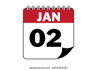 02 january calendar icon. Calendar template for the days of january with red banner for dates and business - Powered by Shutterstock