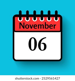 06 November. 06th november professional modern exclusive daily calendar design. Meeting schedule flat icon icon design. White,blue and red colour paper.  - Powered by Shutterstock