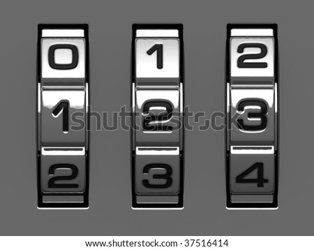 1, 2, 3 figures from combination lock alphabet