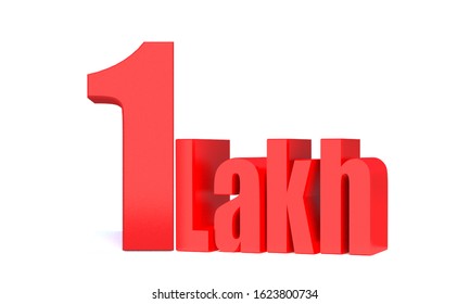 1 Lakh Word On White Background. 3d Illustration