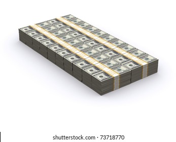 1 Million Dollars Stacked With A White Background