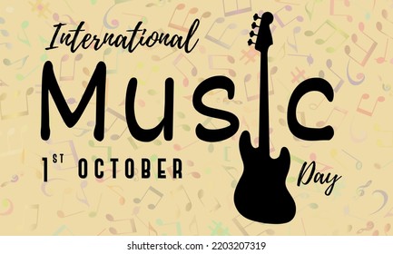 1 October International Music Day Conceptual Design Poster With Musical Nodes In Background