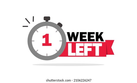 1 Week Left Or To Go Sale Countdown Symbol. Time Remaining Special Offer Promotion. Icon Banner For Time Discount Announcement Marketing Element Illustration.