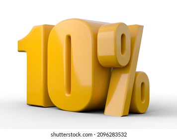 10% 3d illustration. Orange ten percent special offer on white background