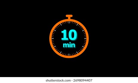 10 min clock illustration timer icon. timer 10 minutes countdown icon. motion graphic Clock 10 minute icon, blue background 4k illustration.