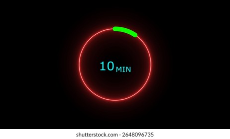 10 minutes timer clock icon 4k illustration on a black background. and creating a stunning illustration .4k illustration 
