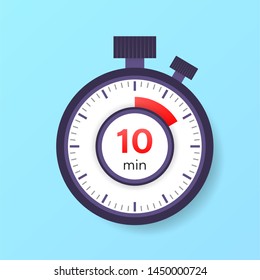 The 10 minutes timer. Stopwatch icon in flat style.