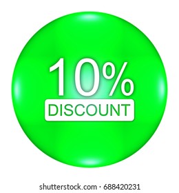 10 percent button isolated, 3d illustration
