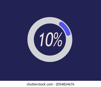 10 Percent Circle Graph .isolated On Blue Background.3d